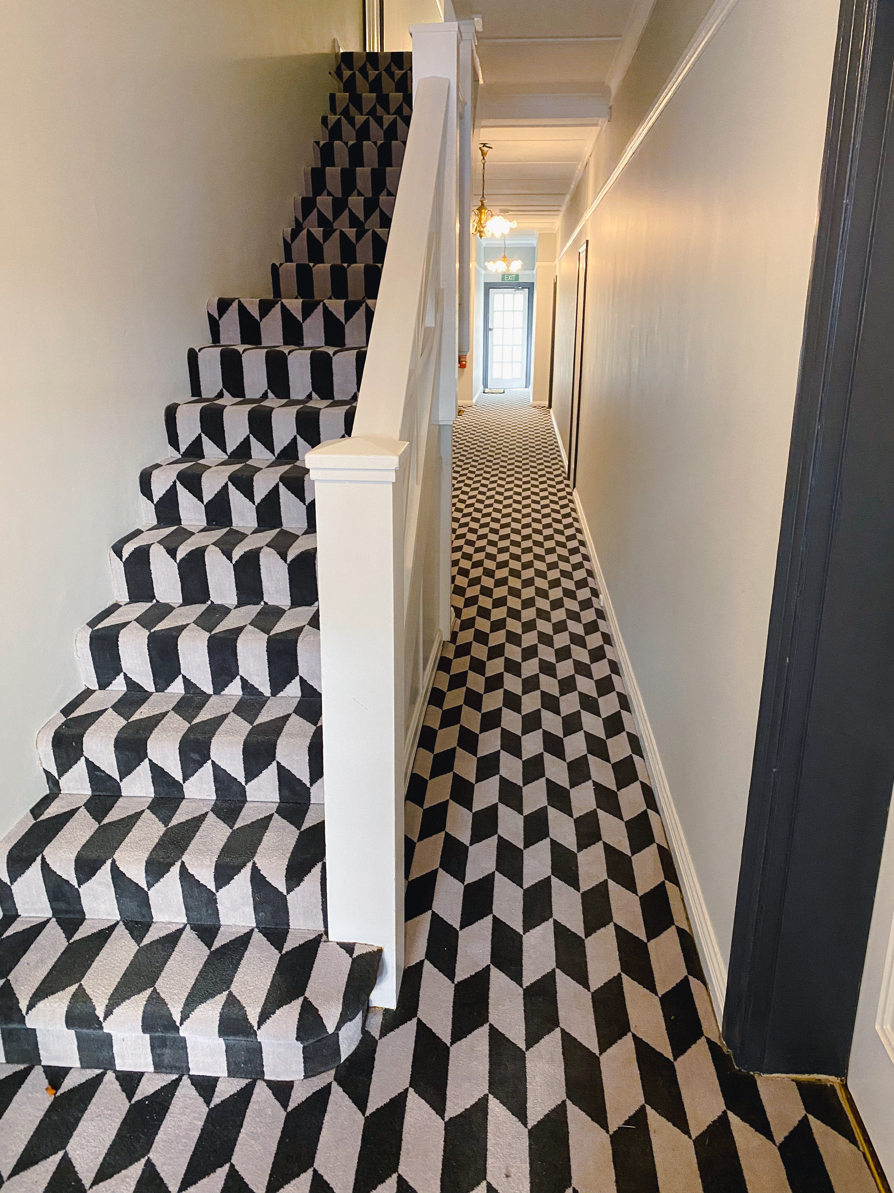 Geometric Pattern Commercial Carpet Installation